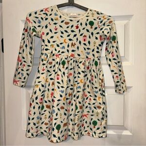 Hannah Anderson Fable Play dress 6-7 120 cm Cream Ecru Forest Animals Leaves